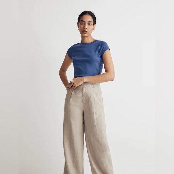 Madewell Dusty Twilight Blue Supima Rib Crop Tee size Medium EUC - Picture 2 of 9